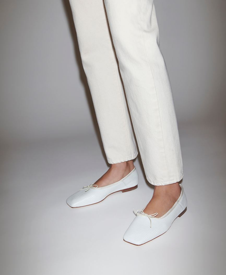 Women's Mansur Gavriel Square Toe Ballerina Ballet Flats White | AU 6507AR